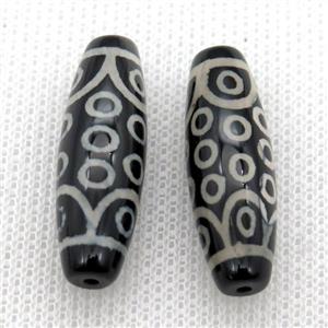 tibetan DZi rice beads, eye, approx 10x30mm