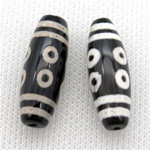 black tibetan DZi rice beads, eye, approx 10x30mm