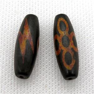 tibetan DZi rice beads, approx 10x30mm