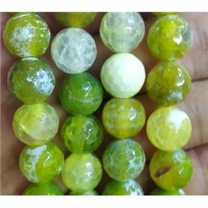 olive Fired Agate Beads, faceted round, approx 10mm dia, 15.5 inches