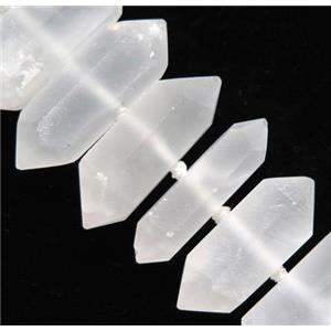 Clear Quartz beads, bullet, matte, white, approx 15-35mm