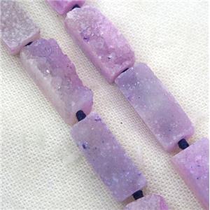 purple druzy quartz bead, rectangle, approx 12-30mm