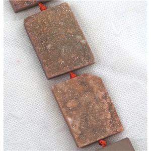 champagne Druzy Quartz beads, rectangle, approx 30-40mm