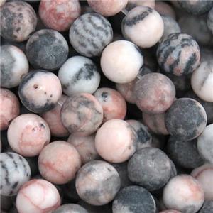 matte round Pink Zebra Jasper beads, approx 12mm dia