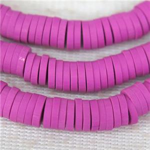 hotpink Fimo Polymer Clay heishi beads, approx 6mm dia