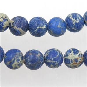 matte round Sea sediment jasper beads, lapis, approx 10mm dia