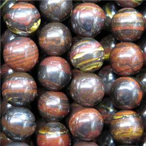 Red Iron Tiger Eye Stone Beads Ferruginous Smooth Round, approx 12mm dia