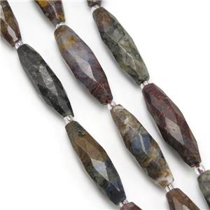 Pietersite Jasper Beads, faceted rice, approx 10-30mm