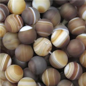 round matte Coffee Stripe Agate Beads, approx 10mm dia