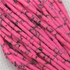 tiny synthetic turquoise tube beads, hotpink, approx 2mm dia