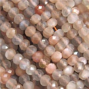 MoonStone Beads, faceted rondelle, approx 4mm