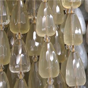 Lemon Quartz Beads, faceted teardrop, approx 15-23mm