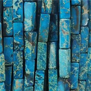 blue Imperial Jasper tube beads, approx 4x4x13mm