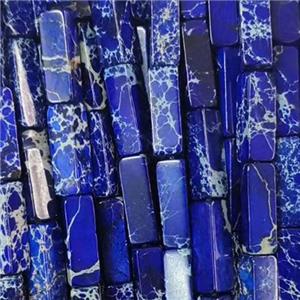 royal blue Imperial Jasper tube beads, approx 4x4x13mm