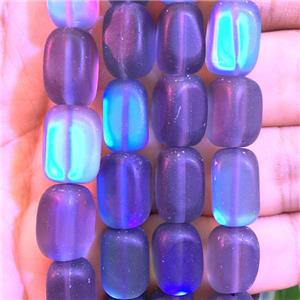 synthetic Mystic Aura Quartz Crystal cuboid Beads, gray, matte, approx 10x12mm