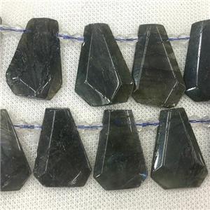 Labradorite teardrop collar beads, faceted, topdrilled, approx 15-28mm