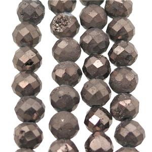 coffee Agate Druzy beads, faceted round, approx 8mm dia