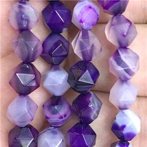 purple striped Agate beads, faceted round, approx 6mm dia