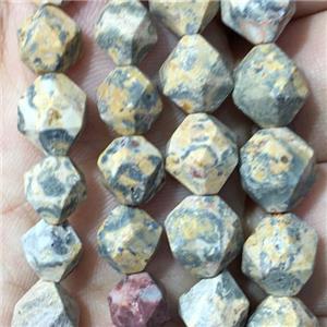 matte LeopardSkin Jasper beads, faceted round, approx 10mm dia