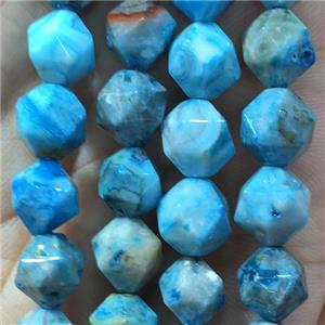 blue Crzay Agate beads, faceted round, approx 10mm dia