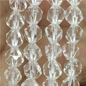 faceted round Clear Quartz beads, approx 8mm dia