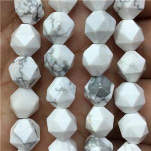 white Howlite Turquoise Beads, faceted round, approx 10mm dia