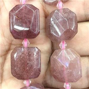 pink Strawberry Quartz square Beads, approx 15x15mm