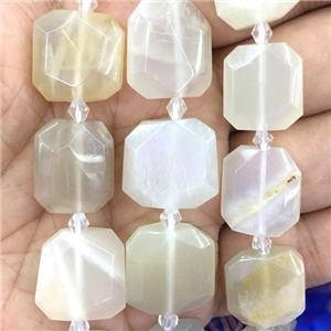 white moonstone square beads, approx 15x15mm