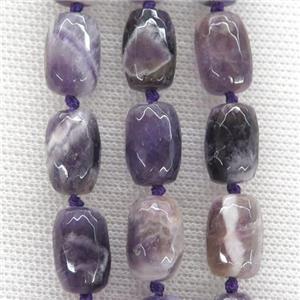 dogteeth Amethyst beads, faceted barrel, approx 10-14mm