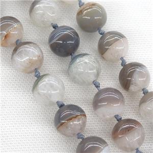 gray Agate druzy beads, round, approx 18mm dia