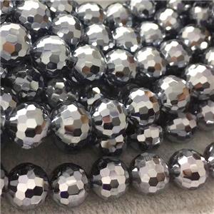 Terahertz Stone Beads, faceted round, approx 8mm dia