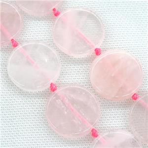 Rose Quartz circle beads, approx 30mm dia