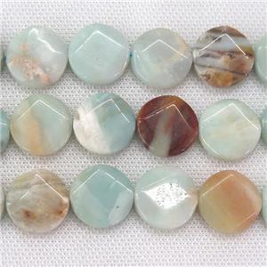 Chinese Amazonite beads, faceted circle, approx 16mm