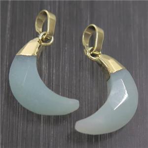 Amazonite crescent pendant, faceted moon, gold plated, approx 8-18mm