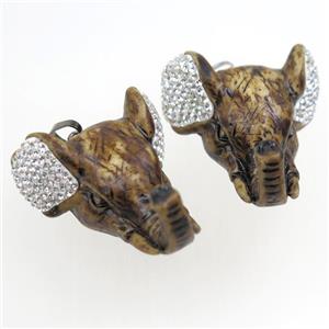 resin elephant pendant paved rhinestone, approx 35-40mm