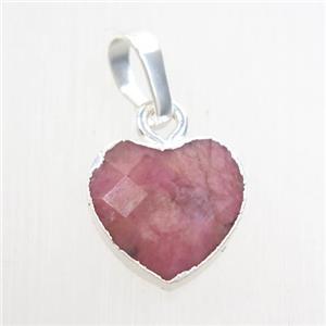 pink Tourmaline heart pendant, silver pendant, approx 11-12mm