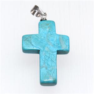 blue turquoise pendants, cross, approx 18-25mm