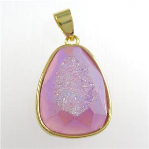 purple Druzy Agate teardrop pendant, approx 15-20mm