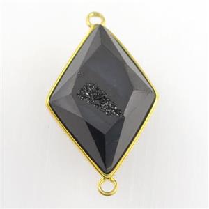 black Druzy Agate rhombus connector, approx 16-22mm