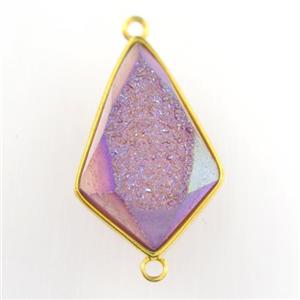 purple Druzy Agate teardrop connector, approx 16-25mm