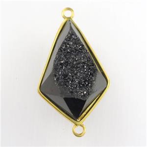 black Druzy Agate teardrop connector, approx 16-25mm