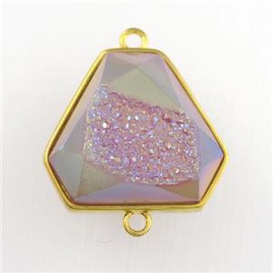 purple Druzy Agate triangle connector, approx 16-18mm