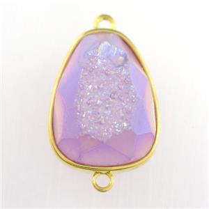 purple Druzy Agate teardrop connector, approx 15-20mm