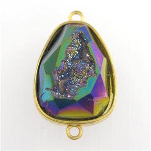 rainbow Druzy Agate teardrop connector, approx 15-20mm