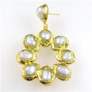 pearl earring, gold plated, approx 8-40mm