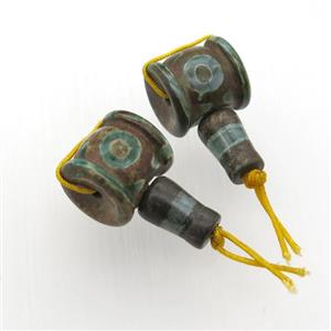 Tibetan Agate Guru Beads, 3holes, approx 17-18mm