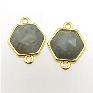 Labradorite hexagon connector, approx 11-12mm