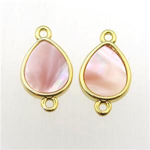 pink Queen Shell teardrop connector, approx 10-12mm