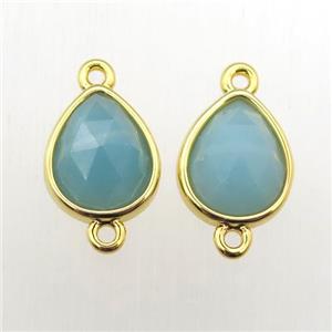 blue Amazonite teardrop connector, approx 10-12mm