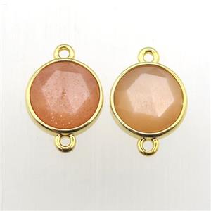 peach SunStone circle connector, approx 10mm dia